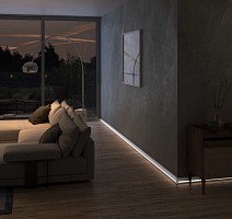 Плинтус Cubica LS80 со свето-прозрачной вставкой для Led подсветки