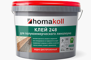 Сопутствующие материалы Homakoll 248 для полукоммерческого линолеума Homakoll 248 4 кг. Клей для полукоммерческого линолеума, водно-дисперсионный фото  | FLOORDEALER