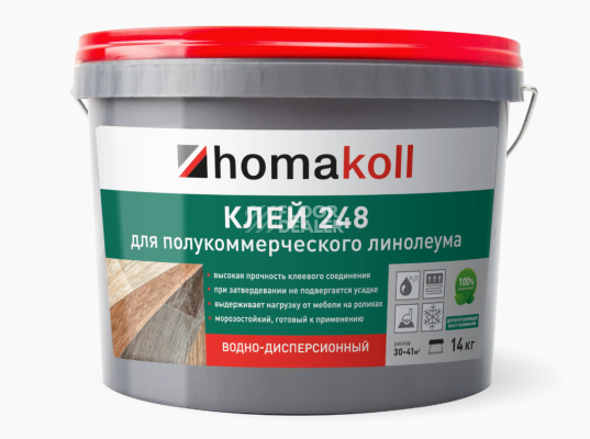 Сопутствующие материалы Homakoll 248 для полукоммерческого линолеума Homakoll 248 4 кг. Клей для полукоммерческого линолеума, водно-дисперсионный фото 1 | FLOORDEALER