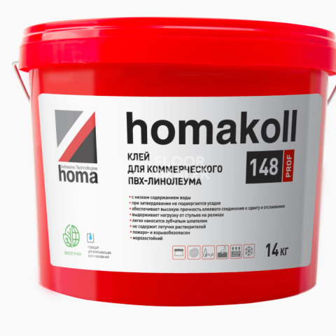 Сопутствующие материалы Homakoll 148 Prof  Клей для коммерческого ПВХ-линолеума, водно-дисперсионный Homakoll 148 Prof 14 кг. Клей для коммерческого ПВХ-линолеума, водно-дисперсионный фото 1 | FLOORDEALER