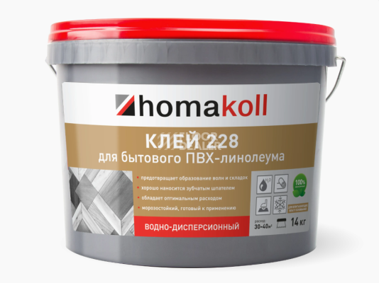 Сопутствующие материалы Homakoll 228 для бытового линолеума Homakoll 228 7 кг. Клей для бытового линолеума, водно-дисперсионный фото 1 | FLOORDEALER