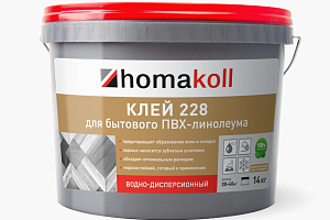 Сопутствующие материалы Homakoll 228 для бытового линолеума Homakoll 228 14 кг. Клей для бытового линолеума, водно-дисперсионный фото  | FLOORDEALER