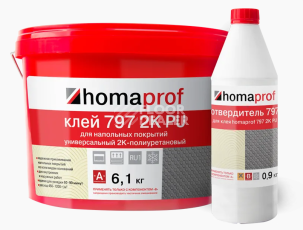 Сопутствующие материалы Homaprof 797 2K PU  Универсальный двухкомпонентный полиуретановый клей для напольных покрытий Homaprof 797 2K PU  (12,17+1,83 кг) Универсальный двухкомпонентный полиуретановый клей для напольных покрытий фото 1 | FLOORDEALER