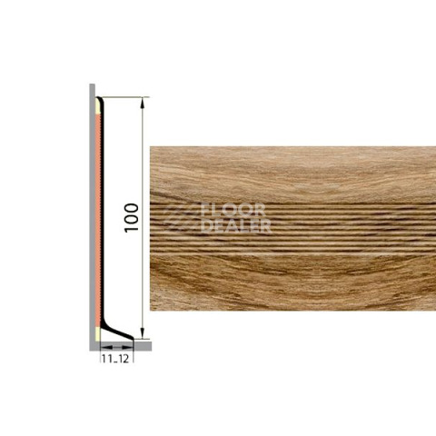 Плинтус Плинтус алюминиевый Русский профиль 100мм ДЕКОРАТИВНОЕ ПОКРЫТИЕ дуб камелия фото 1 | FLOORDEALER