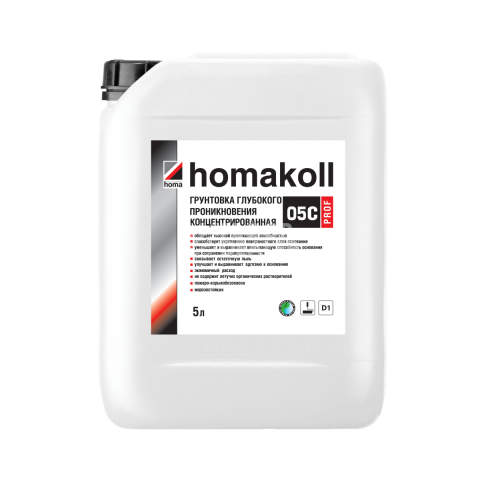 Сопутствующие материалы Homakoll 05 С Prof Грунтовка  глубокого проникновения, концентрированная. Homakoll 05 С Prof 5 кг. Грунтовка глубокого проникновения концентрированная фото 1 | FLOORDEALER