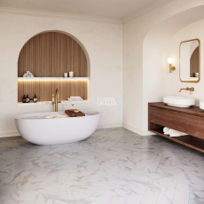 AW Invictus Maximus Herringbone Pure Marble Snowflake фото 2 | FLOORDEALER