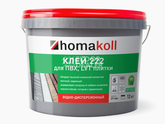 Сопутствующие материалы Homakoll 222 Клей для ПВХ, LVT плитки водно-дисперсионный Homakoll 222 3.5 кг. Клей для ПВХ  LVT плитки водно-дисперсионный фото 1 | FLOORDEALER
